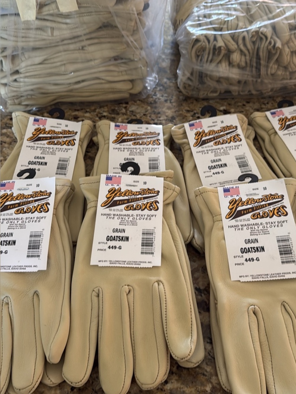 NWT Set of 10 Yellowstone Leather Work Gloves Grain Goat Outdoor Size 9, 9.5, 10
